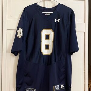 Notre Dame Under Armour Navy, White & Gold Football Jersey #8
